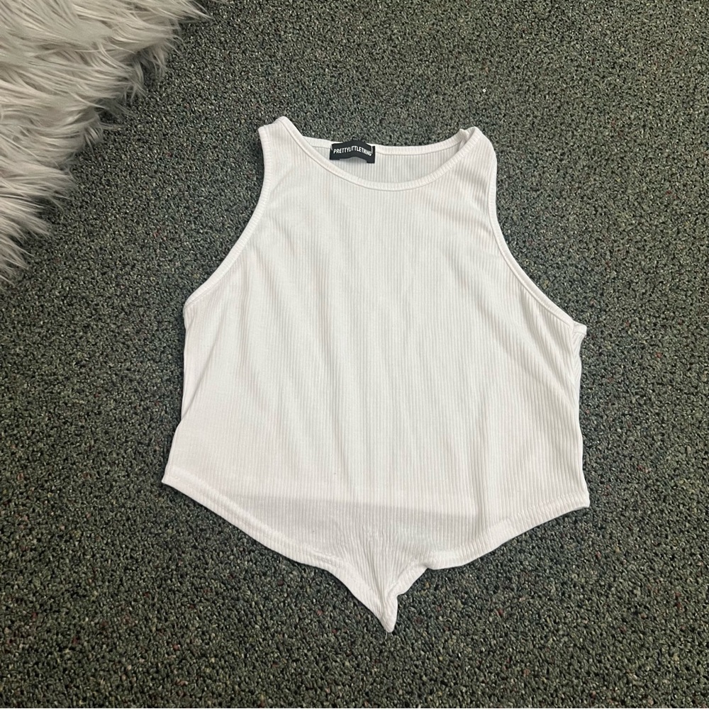PRETTYLITTLETHING White Triangle Handkercheif Racer Back Tank Top Shirt Top Sz S - Picture 4 of 16